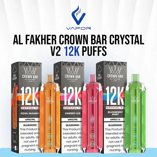 12K Puffs Al-Fakher Crown Bar Crystal V2 Disposable Vape