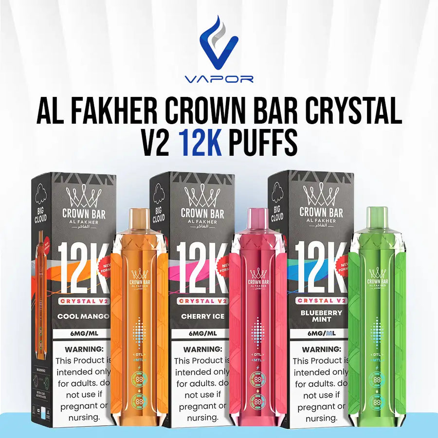 12K Puffs Al-Fakher Crown Bar Crystal V2 Disposable Vape